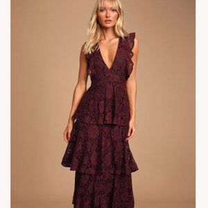 Lace Burgundy Dress From Lulu's